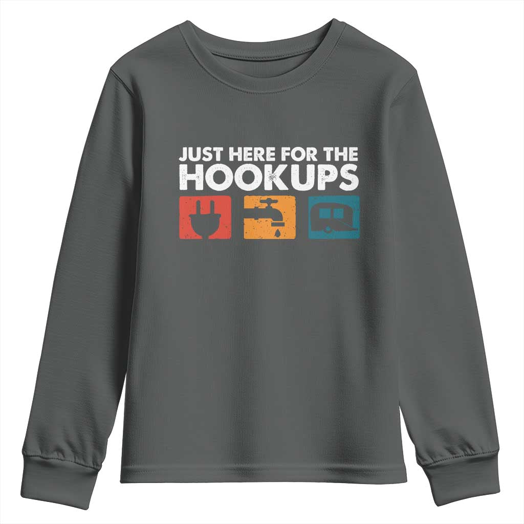 Camping RV Youth Sweatshirt Funny Just Here for The Hookups Caravan Motorhome - Wonder Print Shop