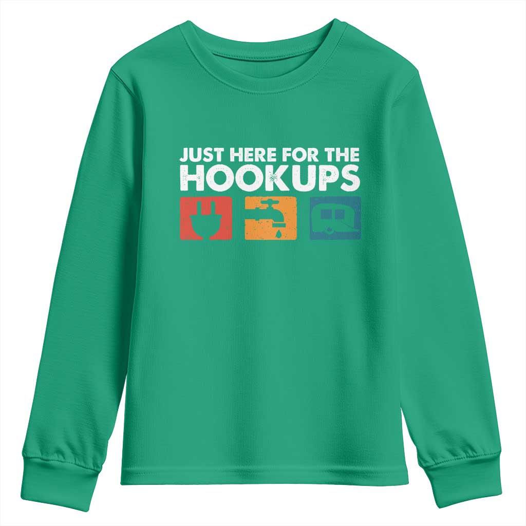 Camping RV Youth Sweatshirt Funny Just Here for The Hookups Caravan Motorhome - Wonder Print Shop