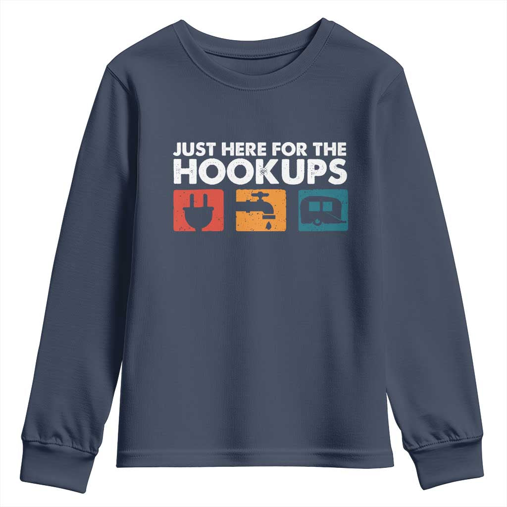 Camping RV Youth Sweatshirt Funny Just Here for The Hookups Caravan Motorhome - Wonder Print Shop