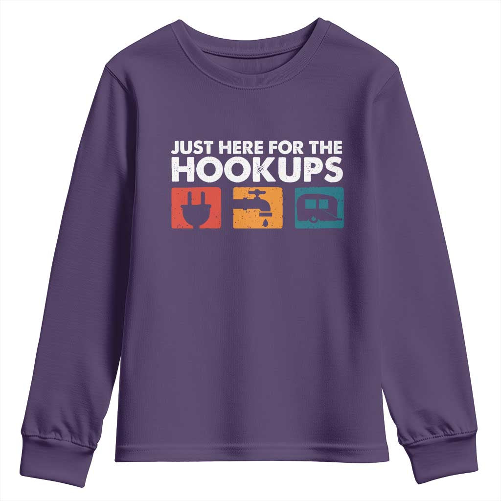 Camping RV Youth Sweatshirt Funny Just Here for The Hookups Caravan Motorhome - Wonder Print Shop