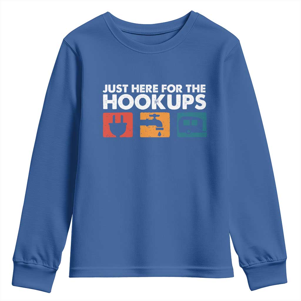 Camping RV Youth Sweatshirt Funny Just Here for The Hookups Caravan Motorhome - Wonder Print Shop