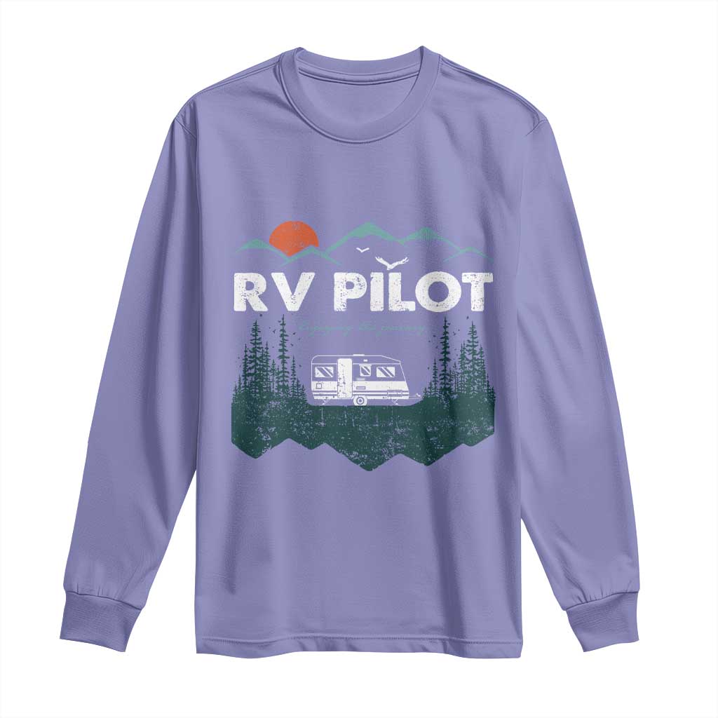 RV Pilot Camping Long Sleeve Shirt Retro Motorhome Travel Vacation Gift - Wonder Print Shop
