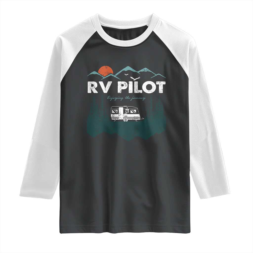 RV Pilot Camping Raglan Shirt Retro Motorhome Travel Vacation Gift - Wonder Print Shop