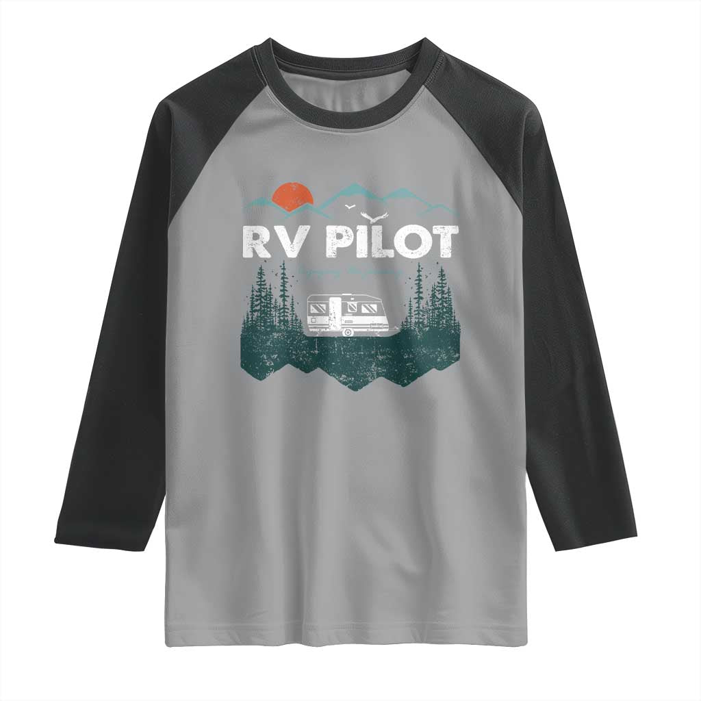 RV Pilot Camping Raglan Shirt Retro Motorhome Travel Vacation Gift - Wonder Print Shop