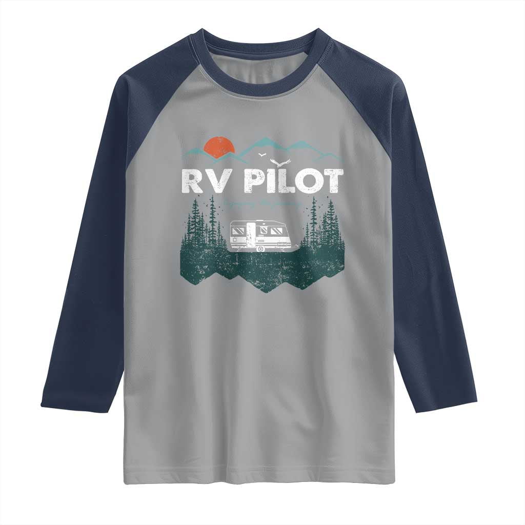 RV Pilot Camping Raglan Shirt Retro Motorhome Travel Vacation Gift - Wonder Print Shop