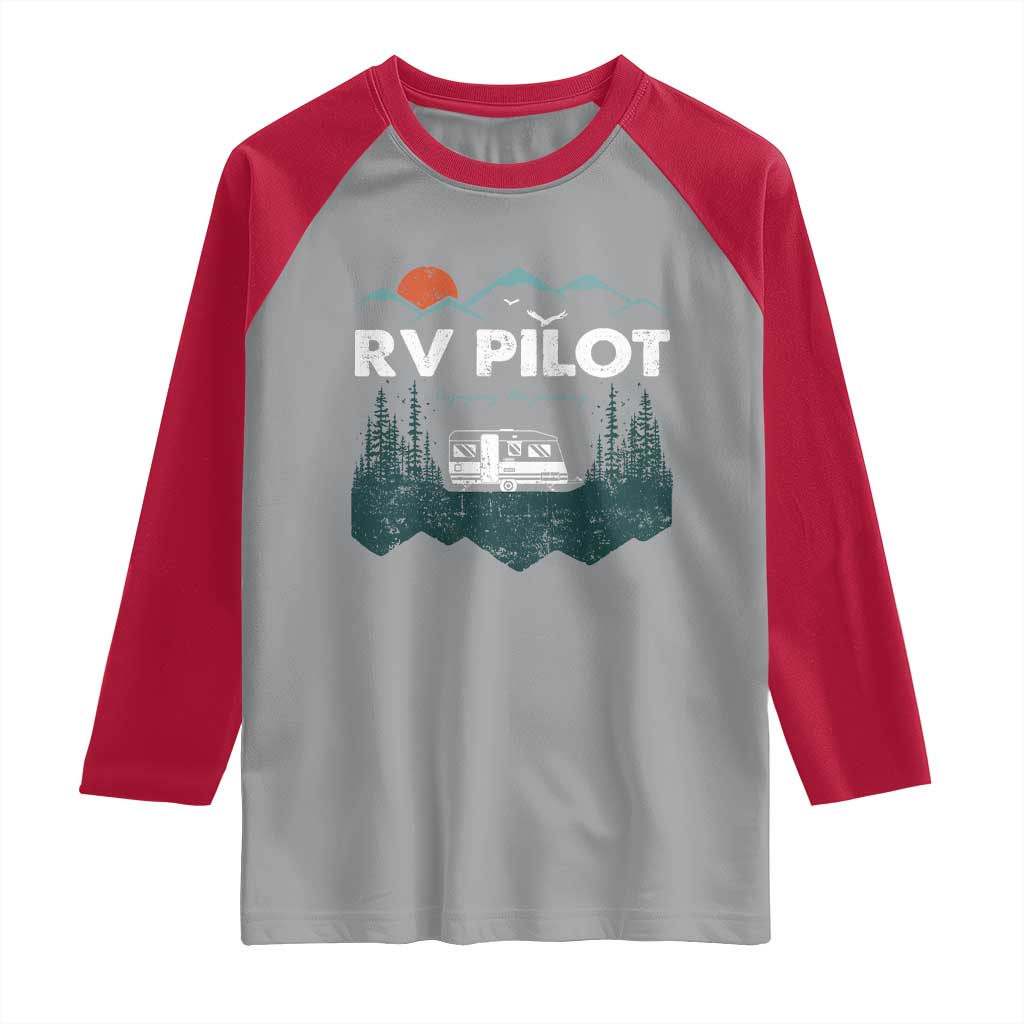 RV Pilot Camping Raglan Shirt Retro Motorhome Travel Vacation Gift - Wonder Print Shop