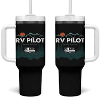 RV Pilot Camping Tumbler With Handle Retro Motorhome Travel Vacation Gift - Wonder Print Shop