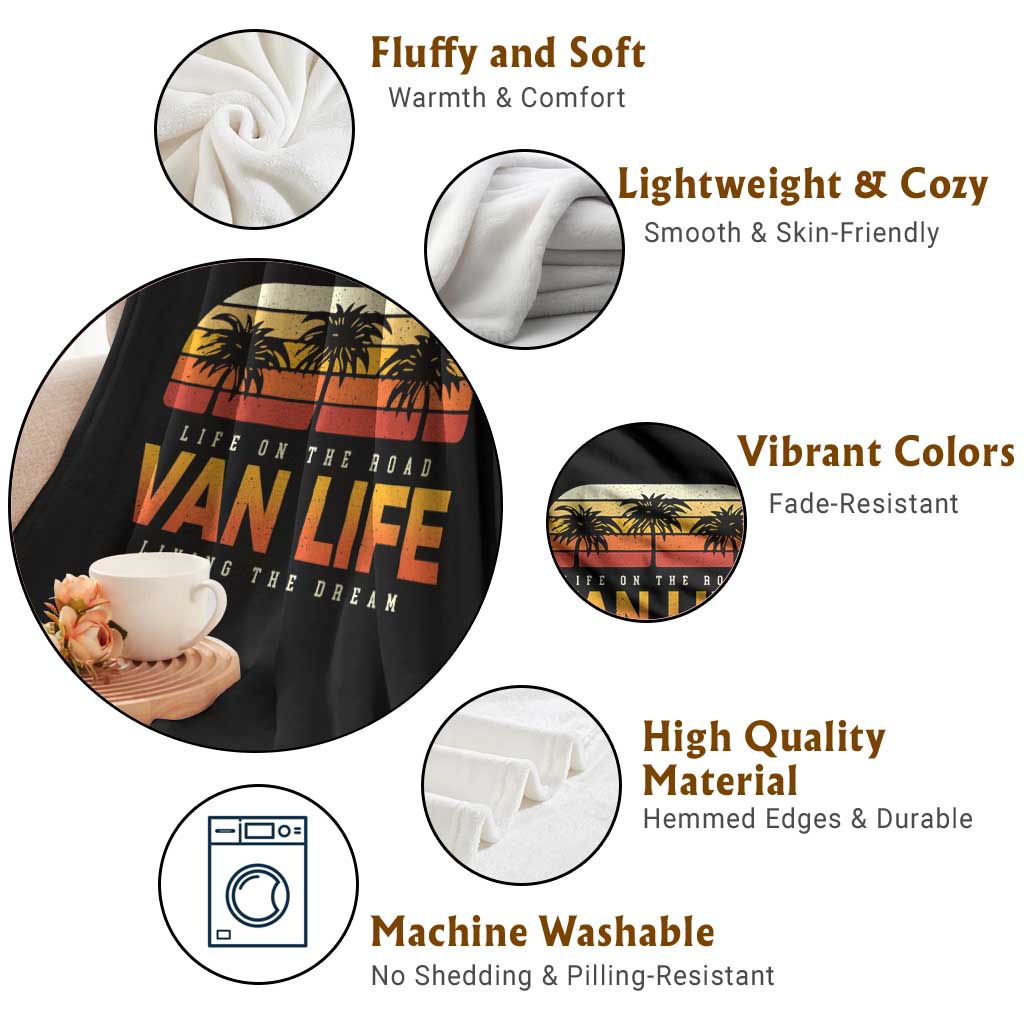 Van Life Throw Blanket Retro Camping RV Motorhome Travel Vacation Gift - Wonder Print Shop