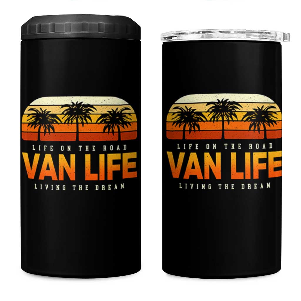 Van Life 4 in 1 Can Cooler Tumbler Retro Camping RV Motorhome Travel Vacation Gift - Wonder Print Shop
