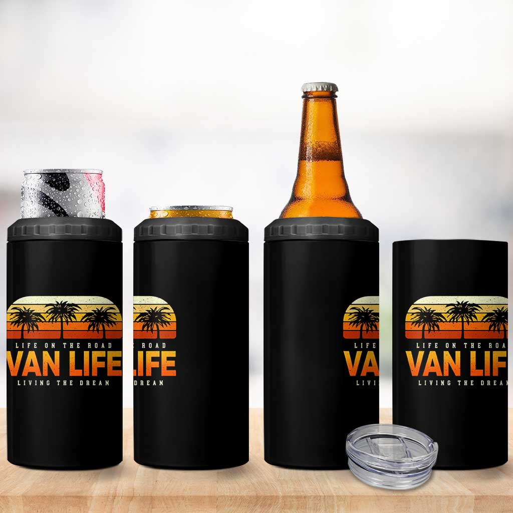 Van Life 4 in 1 Can Cooler Tumbler Retro Camping RV Motorhome Travel Vacation Gift - Wonder Print Shop