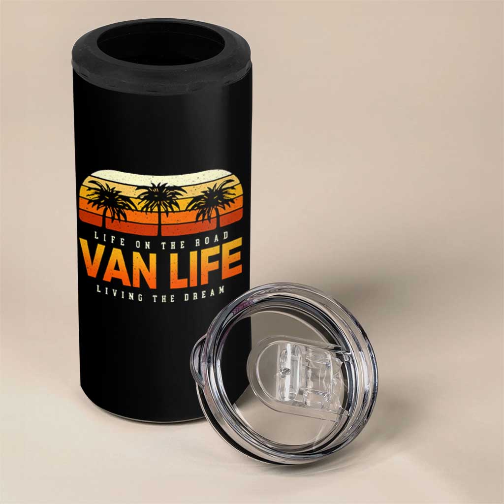 Van Life 4 in 1 Can Cooler Tumbler Retro Camping RV Motorhome Travel Vacation Gift - Wonder Print Shop