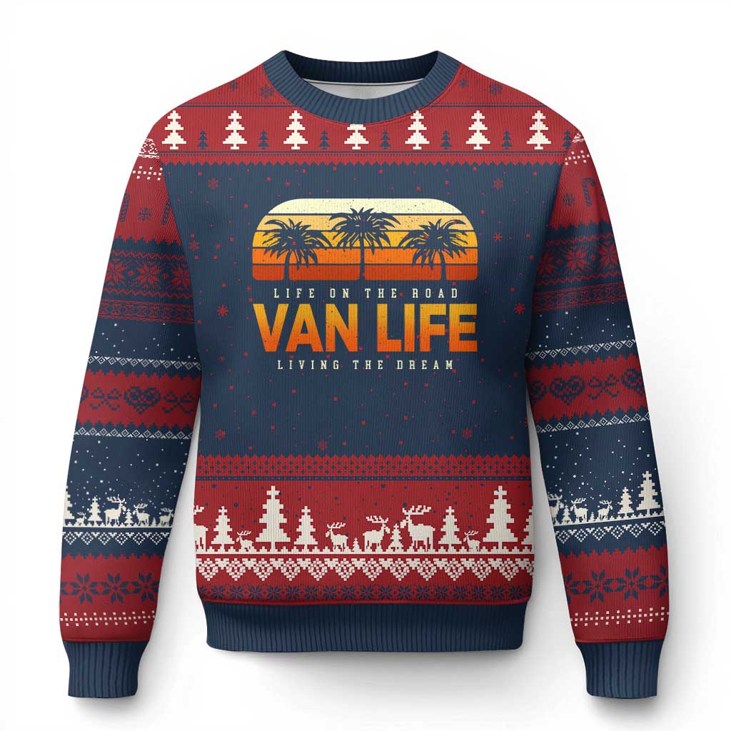 Van Life Ugly Christmas Sweater Retro Camping RV Motorhome Travel Vacation Gift - Wonder Print Shop