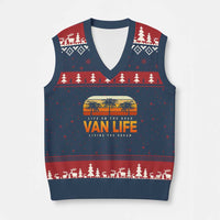 Van Life V-Neck Knit Sweater Vest Retro Camping RV Motorhome Travel Vacation Gift - Wonder Print Shop