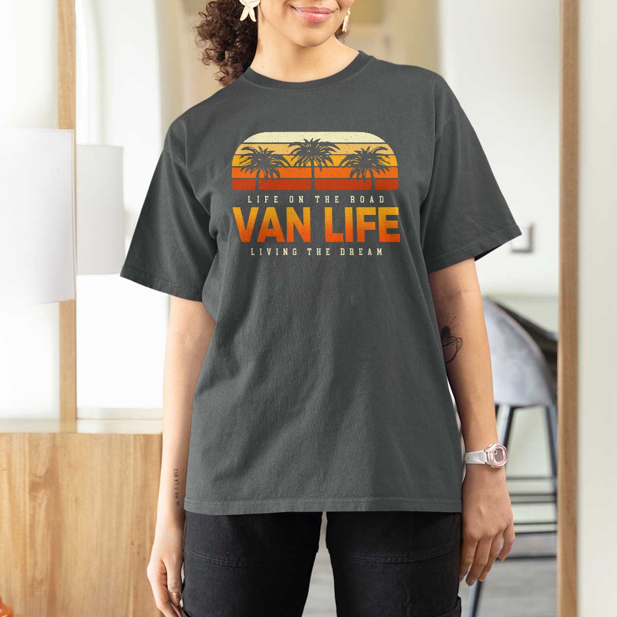 Van Life T Shirt For Women Retro Camping RV Motorhome Travel Vacation Gift - Wonder Print Shop