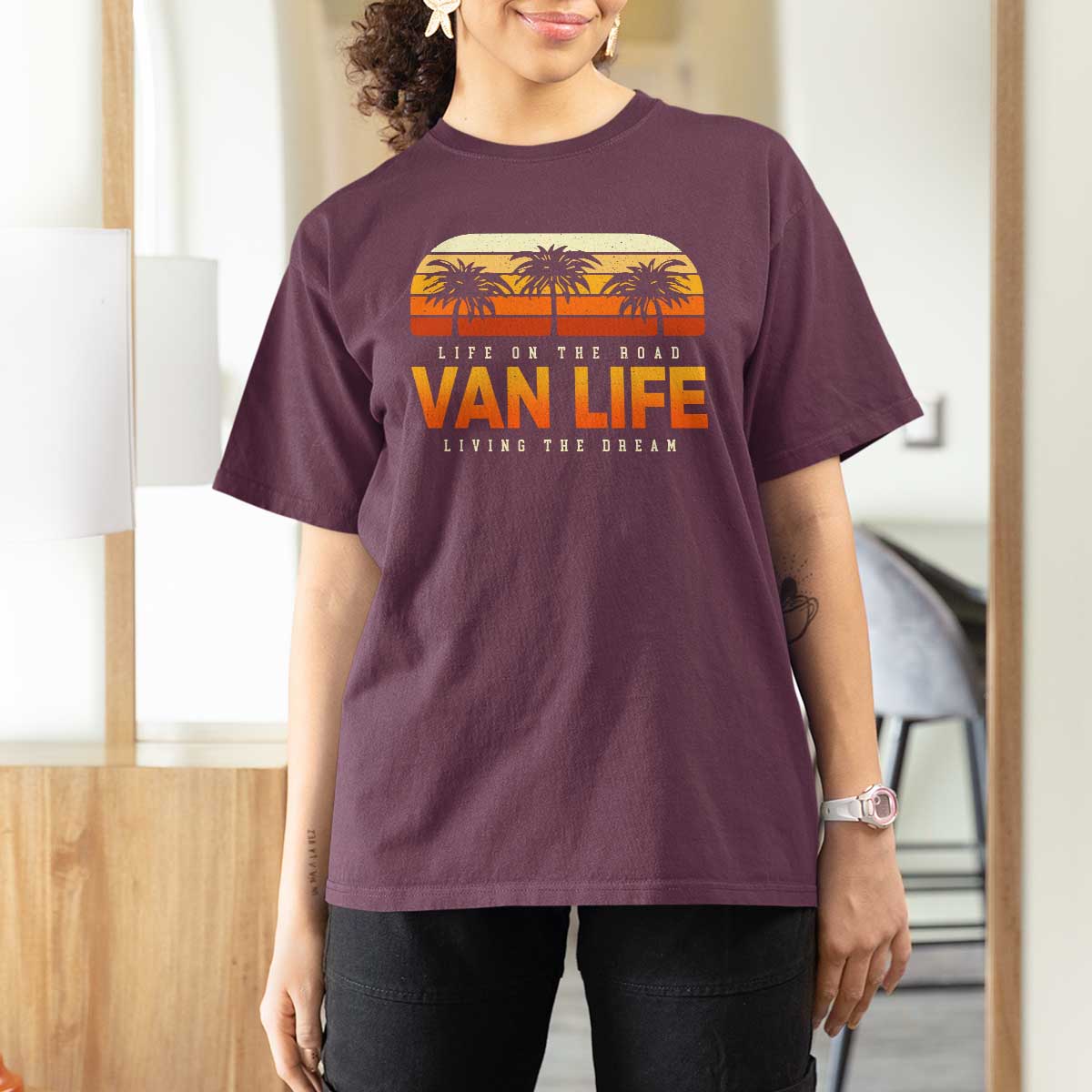 Van Life T Shirt For Women Retro Camping RV Motorhome Travel Vacation Gift - Wonder Print Shop
