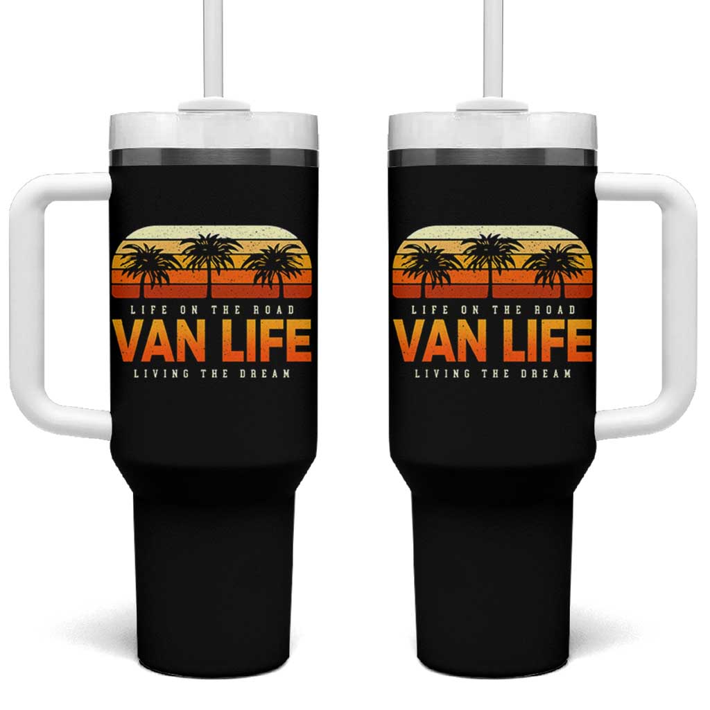 Van Life Tumbler With Handle Retro Camping RV Motorhome Travel Vacation Gift - Wonder Print Shop
