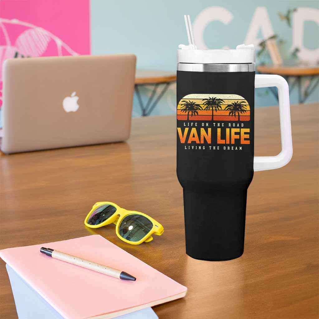 Van Life Tumbler With Handle Retro Camping RV Motorhome Travel Vacation Gift - Wonder Print Shop