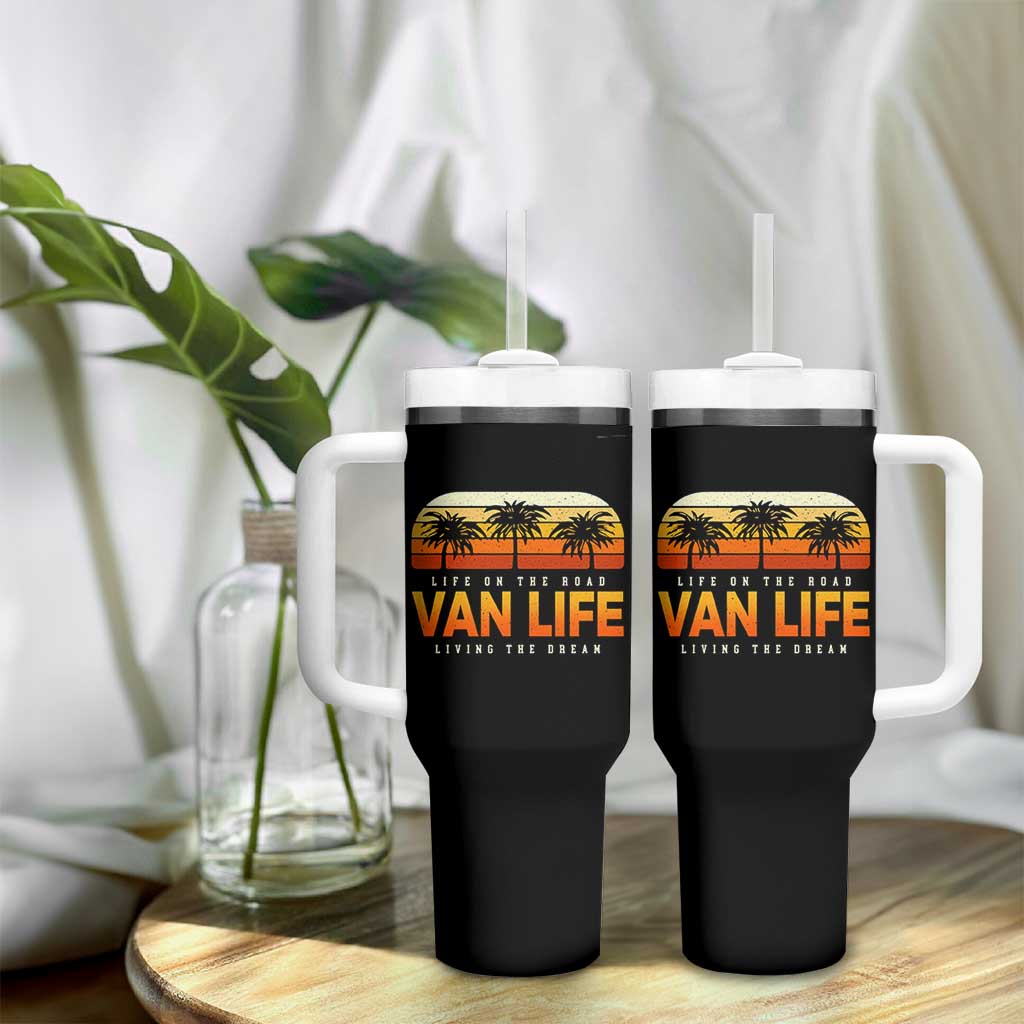 Van Life Tumbler With Handle Retro Camping RV Motorhome Travel Vacation Gift - Wonder Print Shop