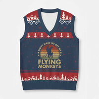 Vintage Retro Dont Make Me Get My Flying Monkeys V-Neck Knit Sweater Vest - Wonder Print Shop