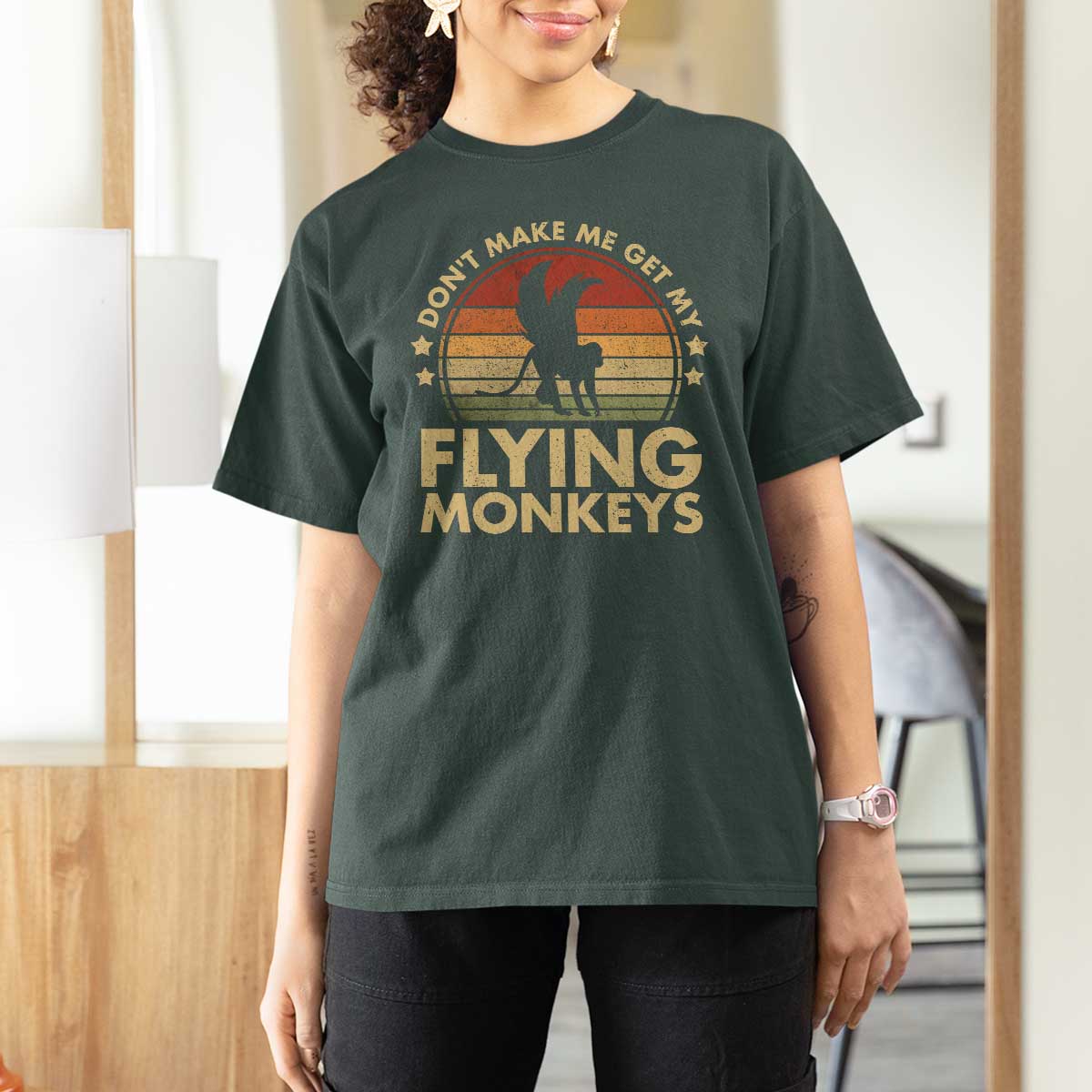 Vintage Retro Dont Make Me Get My Flying Monkeys T Shirt For Women - Wonder Print Shop