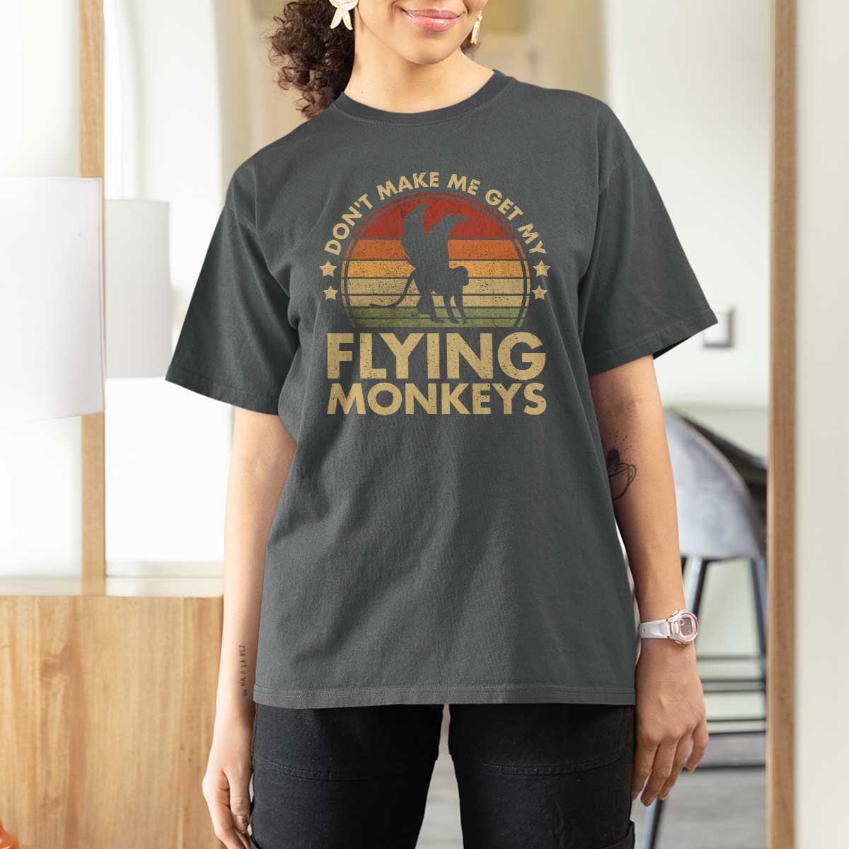 Vintage Retro Dont Make Me Get My Flying Monkeys T Shirt For Women - Wonder Print Shop