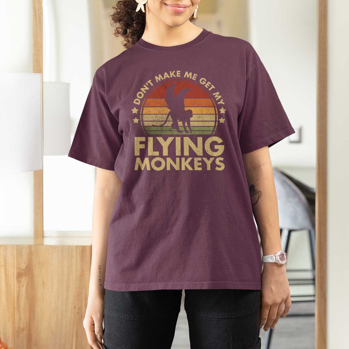 Vintage Retro Dont Make Me Get My Flying Monkeys T Shirt For Women - Wonder Print Shop