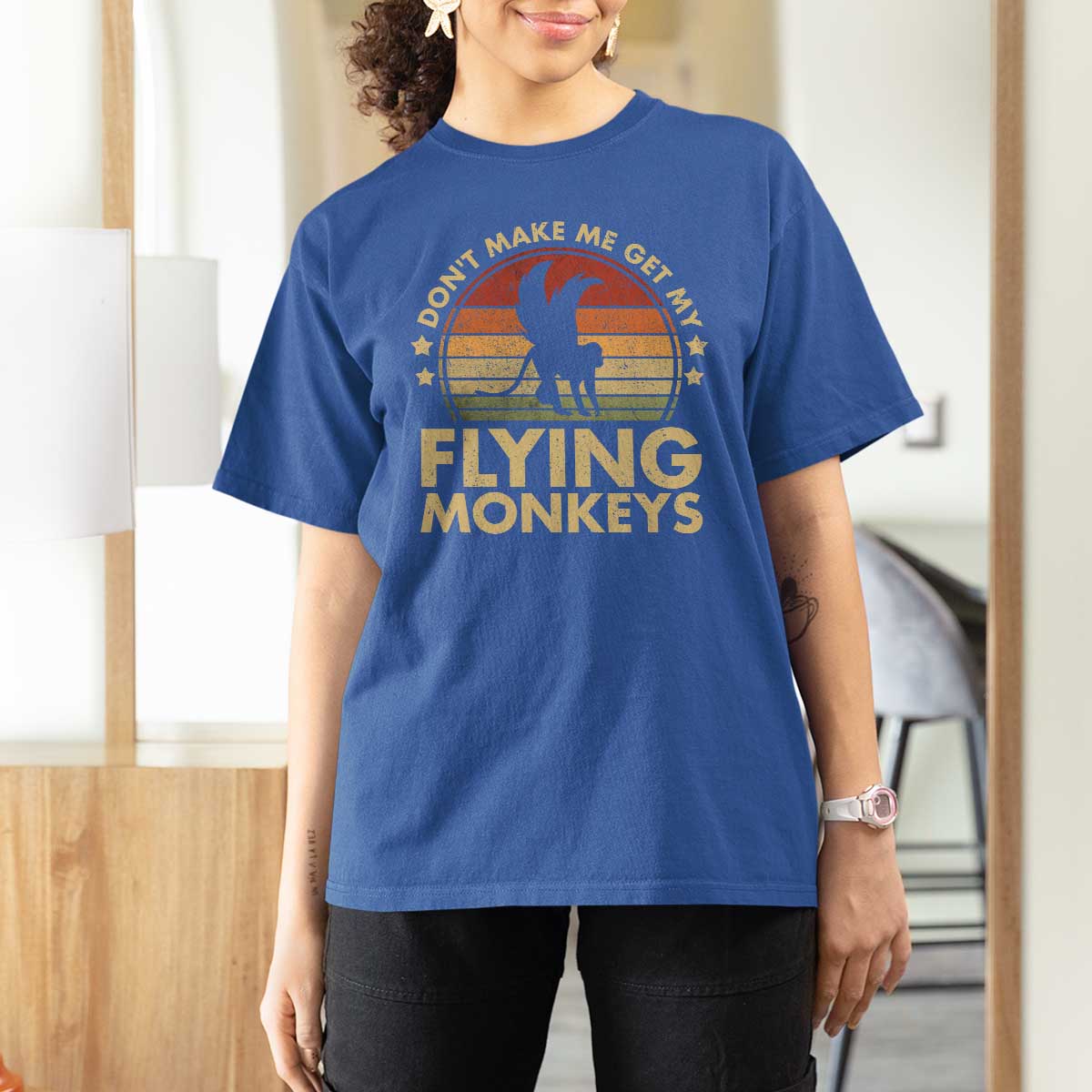Vintage Retro Dont Make Me Get My Flying Monkeys T Shirt For Women - Wonder Print Shop