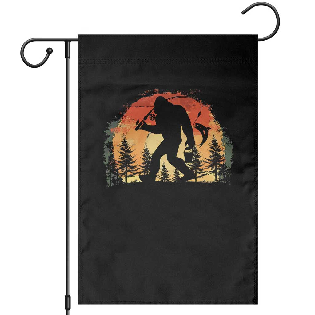 Bigfoot Fishing Garden Flag Funny Retro Sasquatch Fisherman Dad - Wonder Print Shop