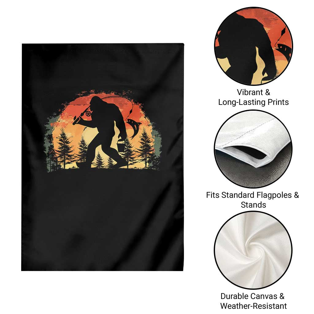 Bigfoot Fishing Garden Flag Funny Retro Sasquatch Fisherman Dad - Wonder Print Shop