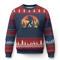 Bigfoot Fishing Ugly Christmas Sweater Funny Retro Sasquatch Fisherman Dad - Wonder Print Shop