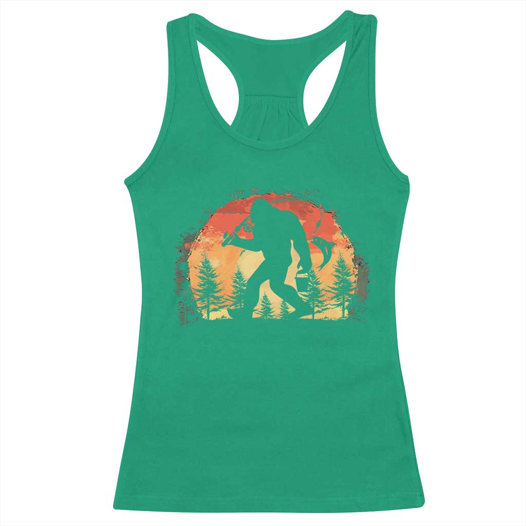 Bigfoot Fishing Racerback Tank Top Funny Retro Sasquatch Fisherman Dad - Wonder Print Shop