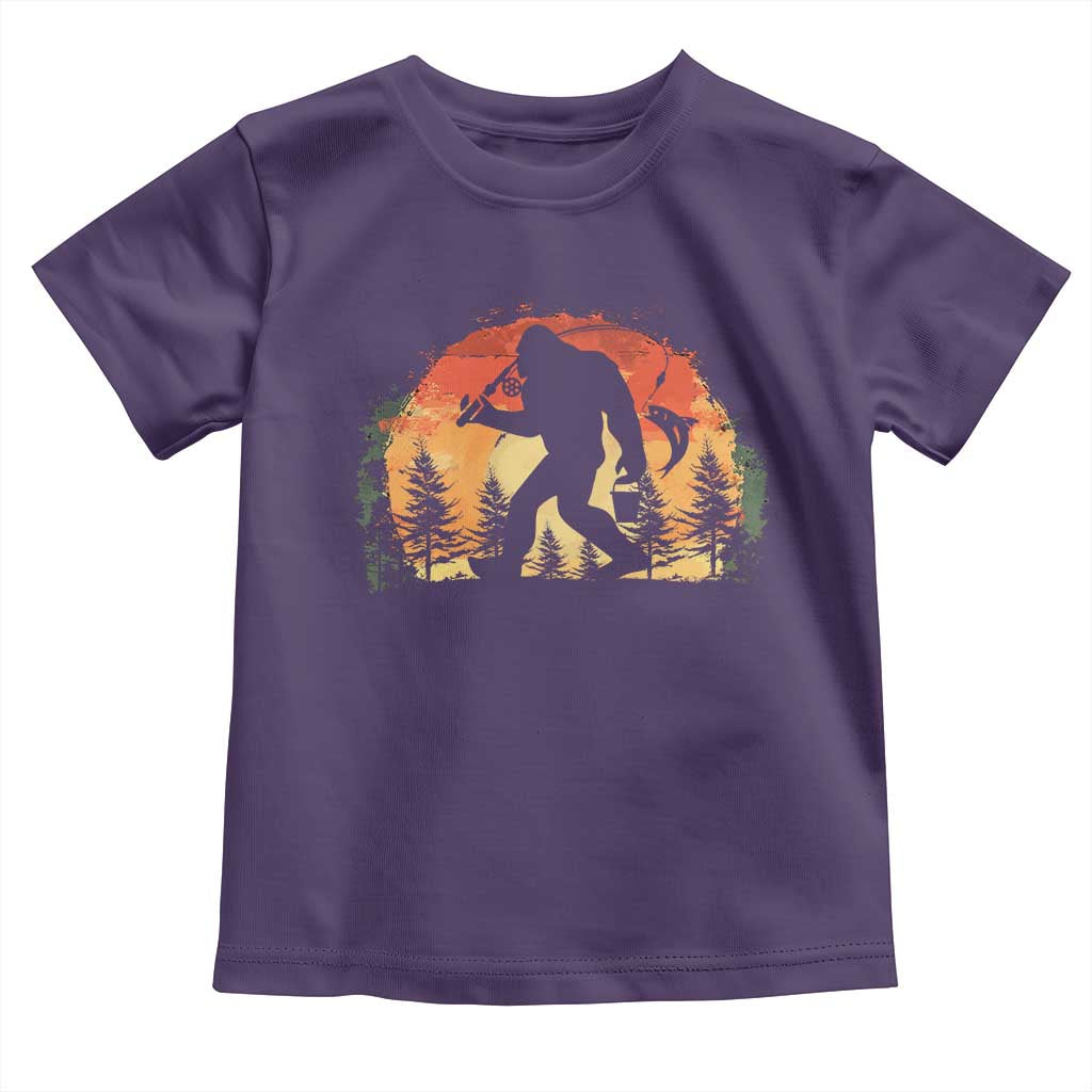 Bigfoot Fishing Toddler T Shirt Funny Retro Sasquatch Fisherman Dad - Wonder Print Shop
