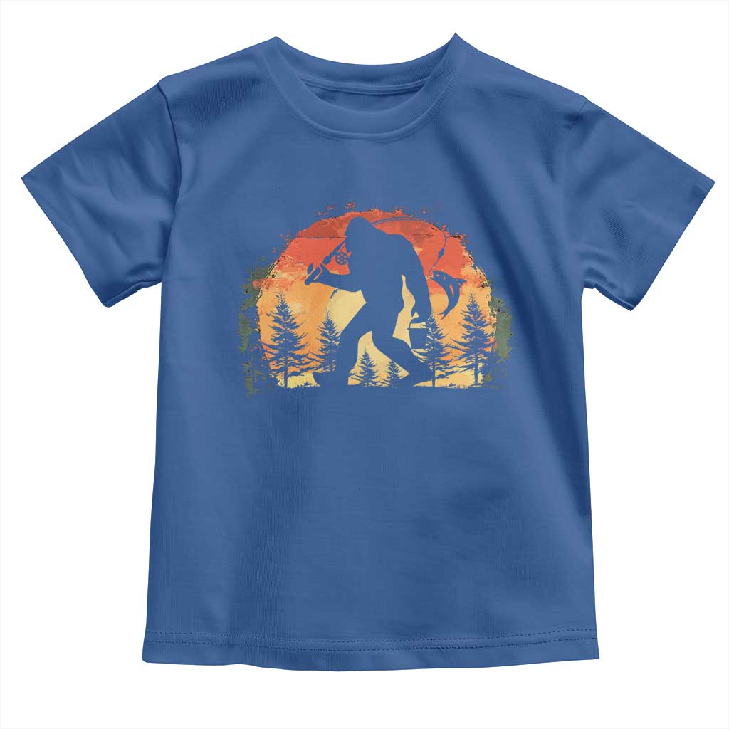 Bigfoot Fishing Toddler T Shirt Funny Retro Sasquatch Fisherman Dad - Wonder Print Shop
