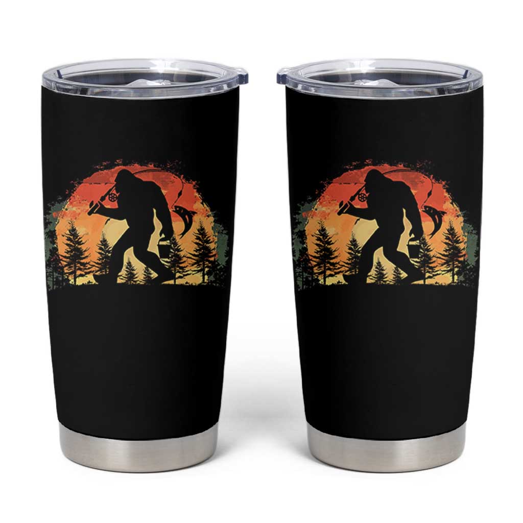Bigfoot Fishing Tumbler Cup Funny Retro Sasquatch Fisherman Dad - Wonder Print Shop
