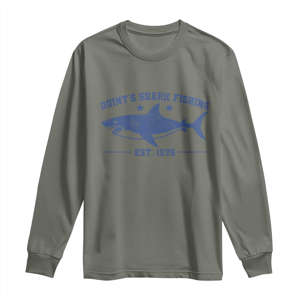 Retro Fisher Birthday Long Sleeve Shirt Vintage Quints Shark Fishing 1975 - Wonder Print Shop