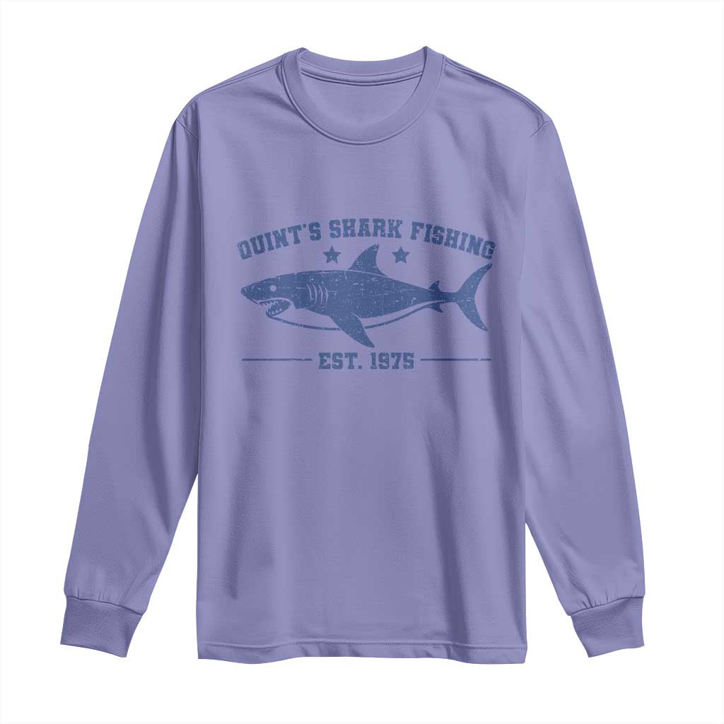 Retro Fisher Birthday Long Sleeve Shirt Vintage Quints Shark Fishing 1975 - Wonder Print Shop