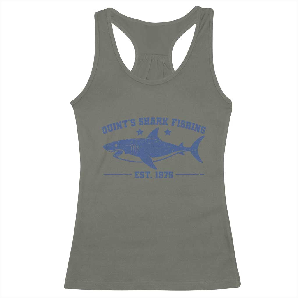 Retro Fisher Birthday Racerback Tank Top Vintage Quints Shark Fishing 1975 - Wonder Print Shop