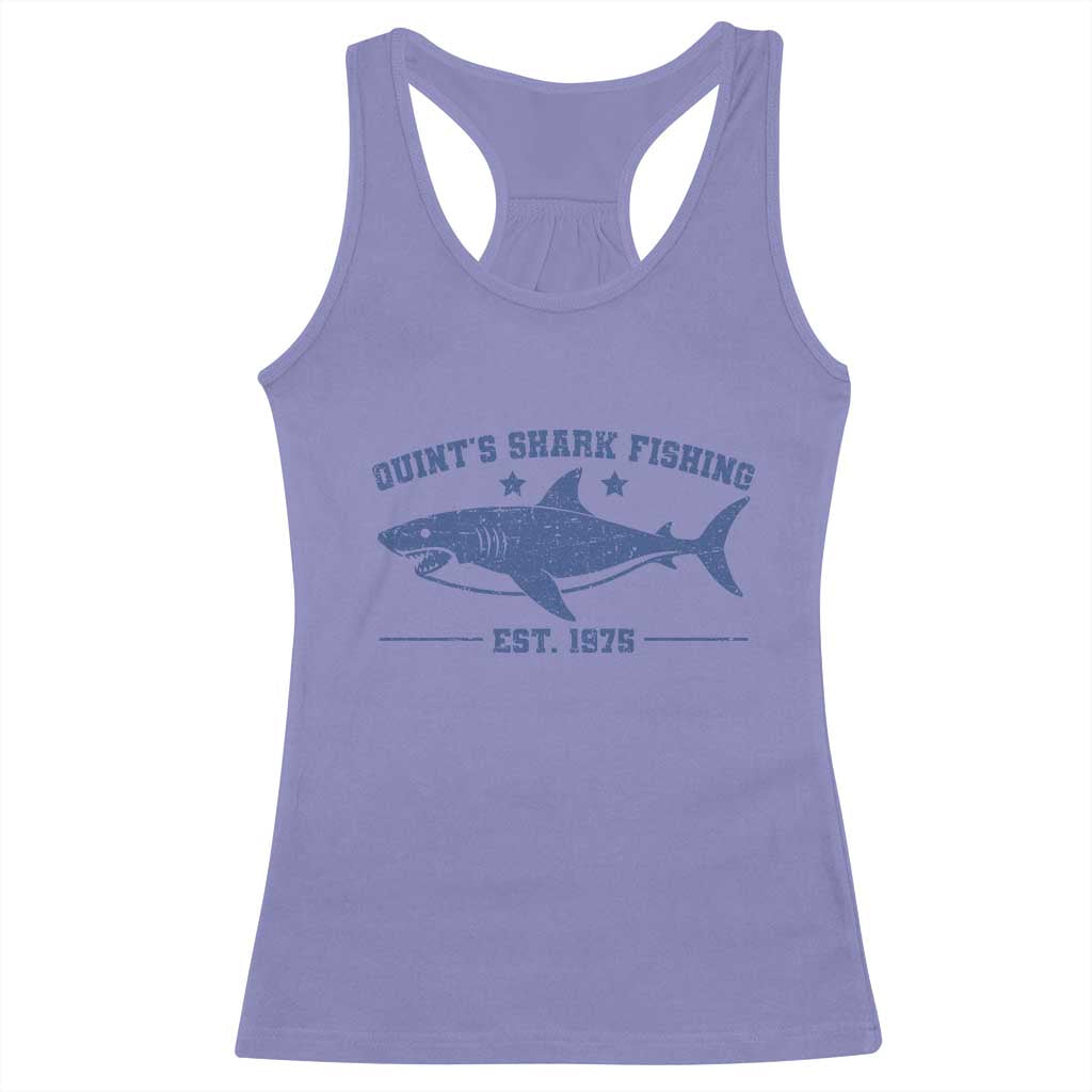 Retro Fisher Birthday Racerback Tank Top Vintage Quints Shark Fishing 1975 - Wonder Print Shop