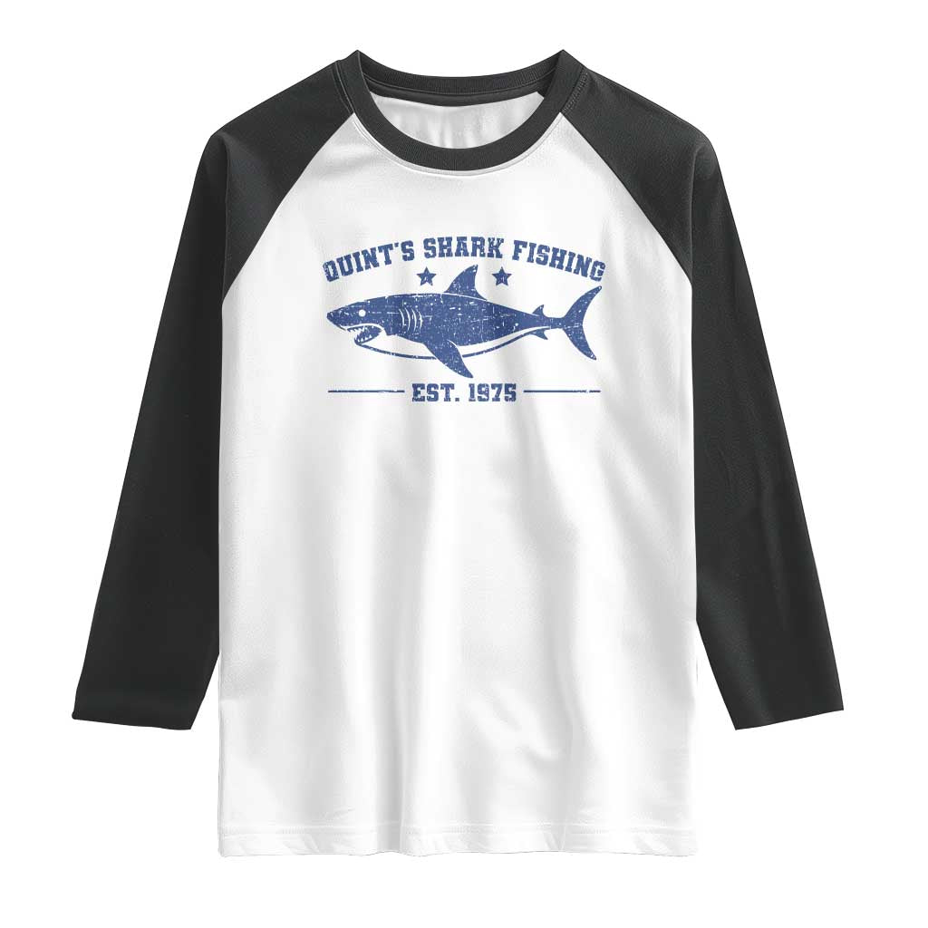 Retro Fisher Birthday Raglan Shirt Vintage Quints Shark Fishing 1975 - Wonder Print Shop
