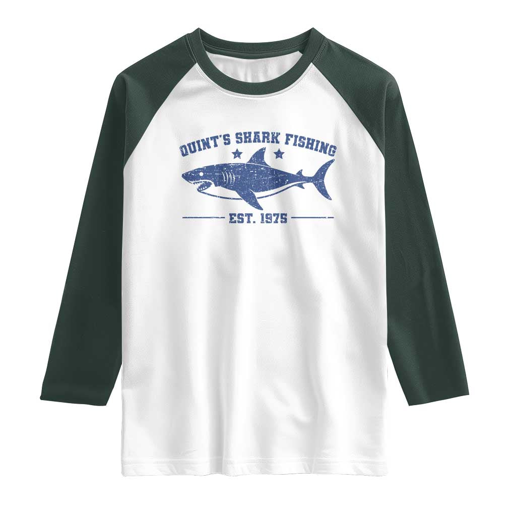 Retro Fisher Birthday Raglan Shirt Vintage Quints Shark Fishing 1975 - Wonder Print Shop
