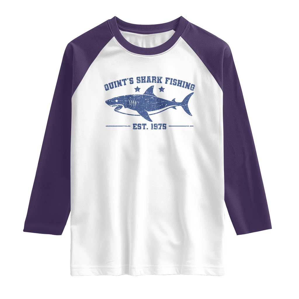 Retro Fisher Birthday Raglan Shirt Vintage Quints Shark Fishing 1975 - Wonder Print Shop
