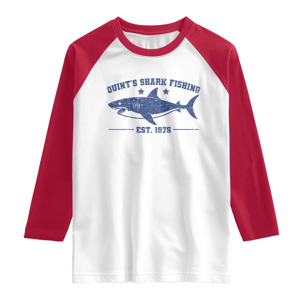 Retro Fisher Birthday Raglan Shirt Vintage Quints Shark Fishing 1975 - Wonder Print Shop