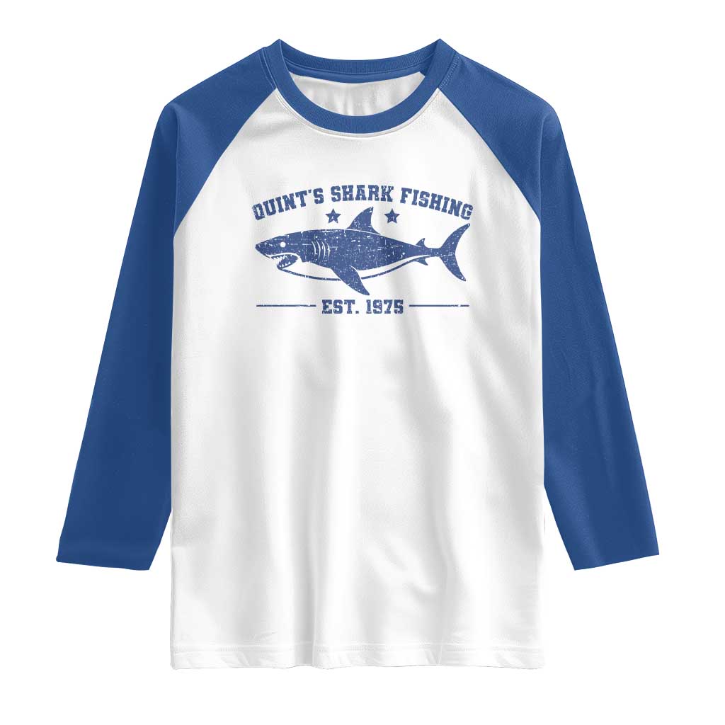 Retro Fisher Birthday Raglan Shirt Vintage Quints Shark Fishing 1975 - Wonder Print Shop