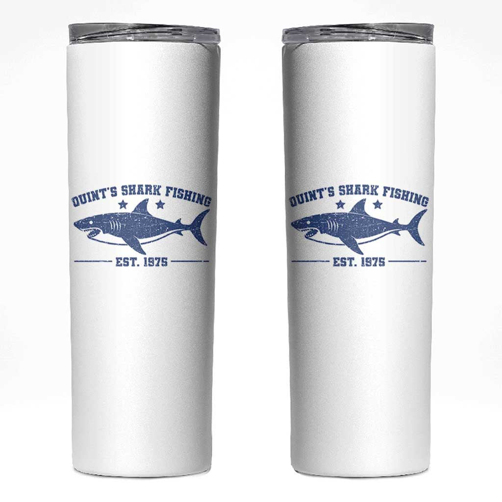 Retro Fisher Birthday Skinny Tumbler Vintage Quints Shark Fishing 1975 - Wonder Print Shop