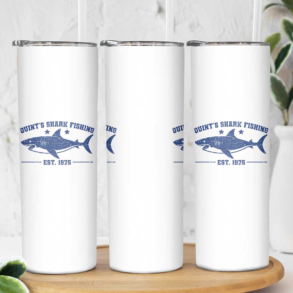 Retro Fisher Birthday Skinny Tumbler Vintage Quints Shark Fishing 1975 - Wonder Print Shop