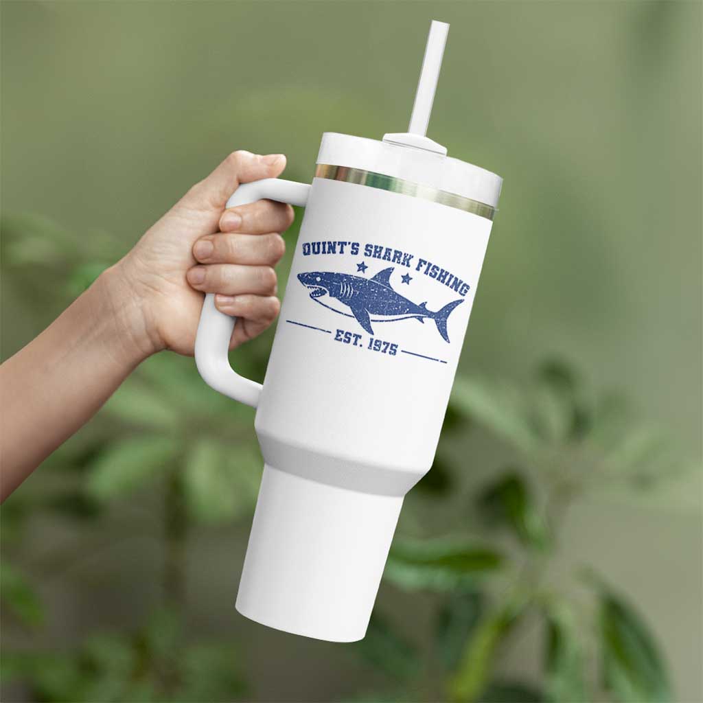 Retro Fisher Birthday Tumbler With Handle Vintage Quints Shark Fishing 1975 - Wonder Print Shop