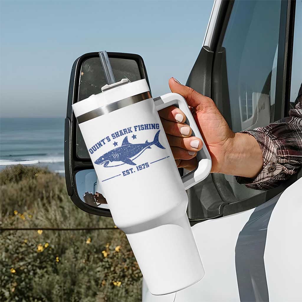 Retro Fisher Birthday Tumbler With Handle Vintage Quints Shark Fishing 1975 - Wonder Print Shop