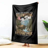 Vintage Yellowstone National Park Throw Blanket Retro Nature Wildlife Outdoor Hiking Camping Forest - Wonder Print Shop