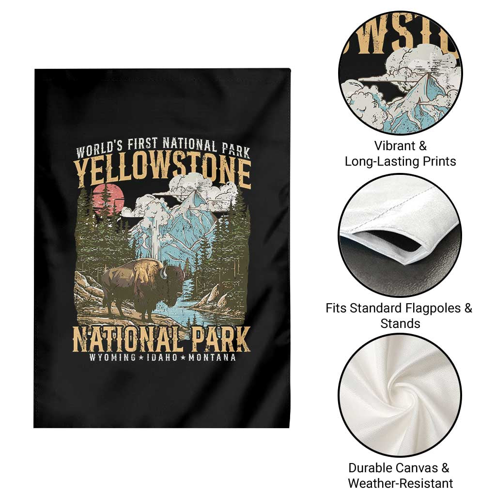 Vintage Yellowstone National Park Garden Flag Retro Nature Wildlife Outdoor Hiking Camping Forest - Wonder Print Shop