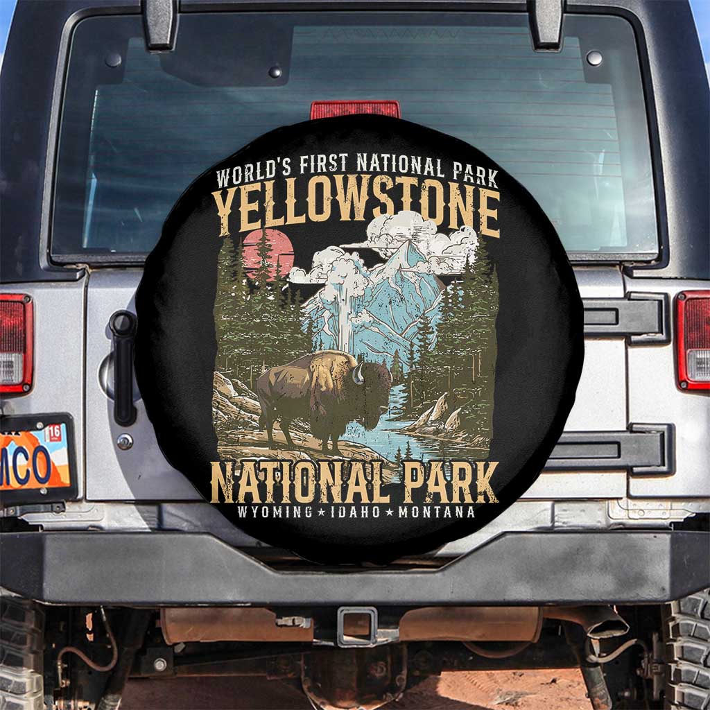 Vintage Yellowstone National Park Spare Tire Cover Retro Nature Wildlife Outdoor Hiking Camping Forest - Wonder Print Shop